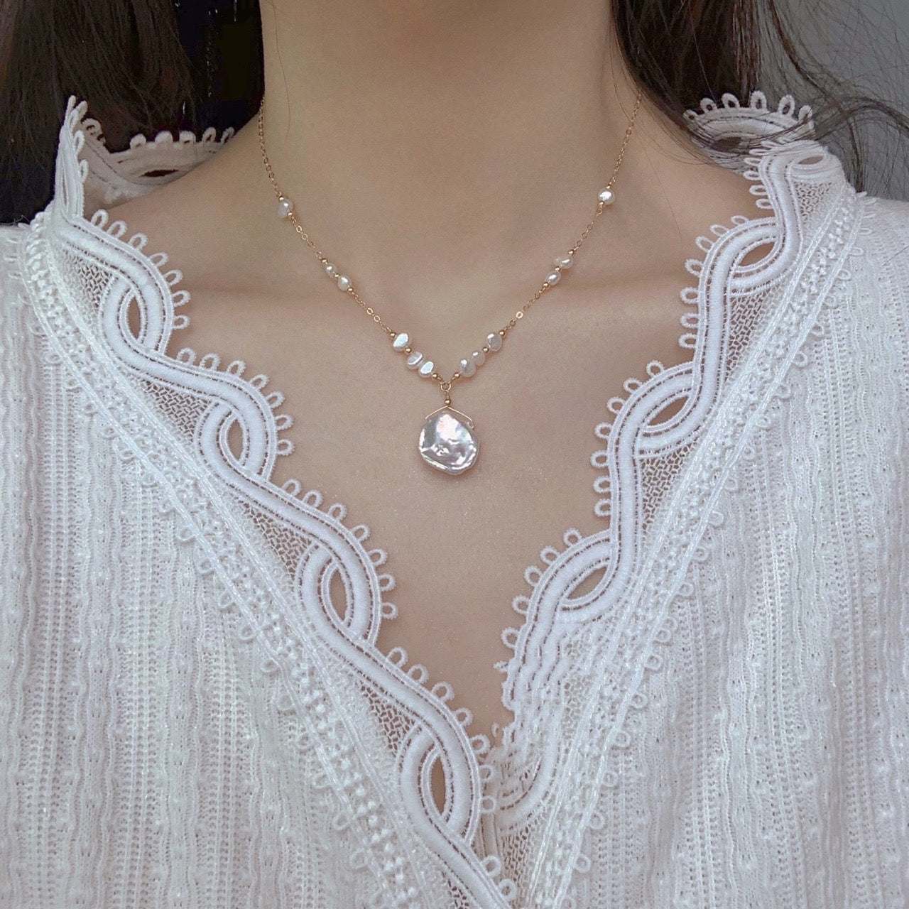 Baroque | 14K Natural Baroque Freshwater Petal Pearls Necklaces