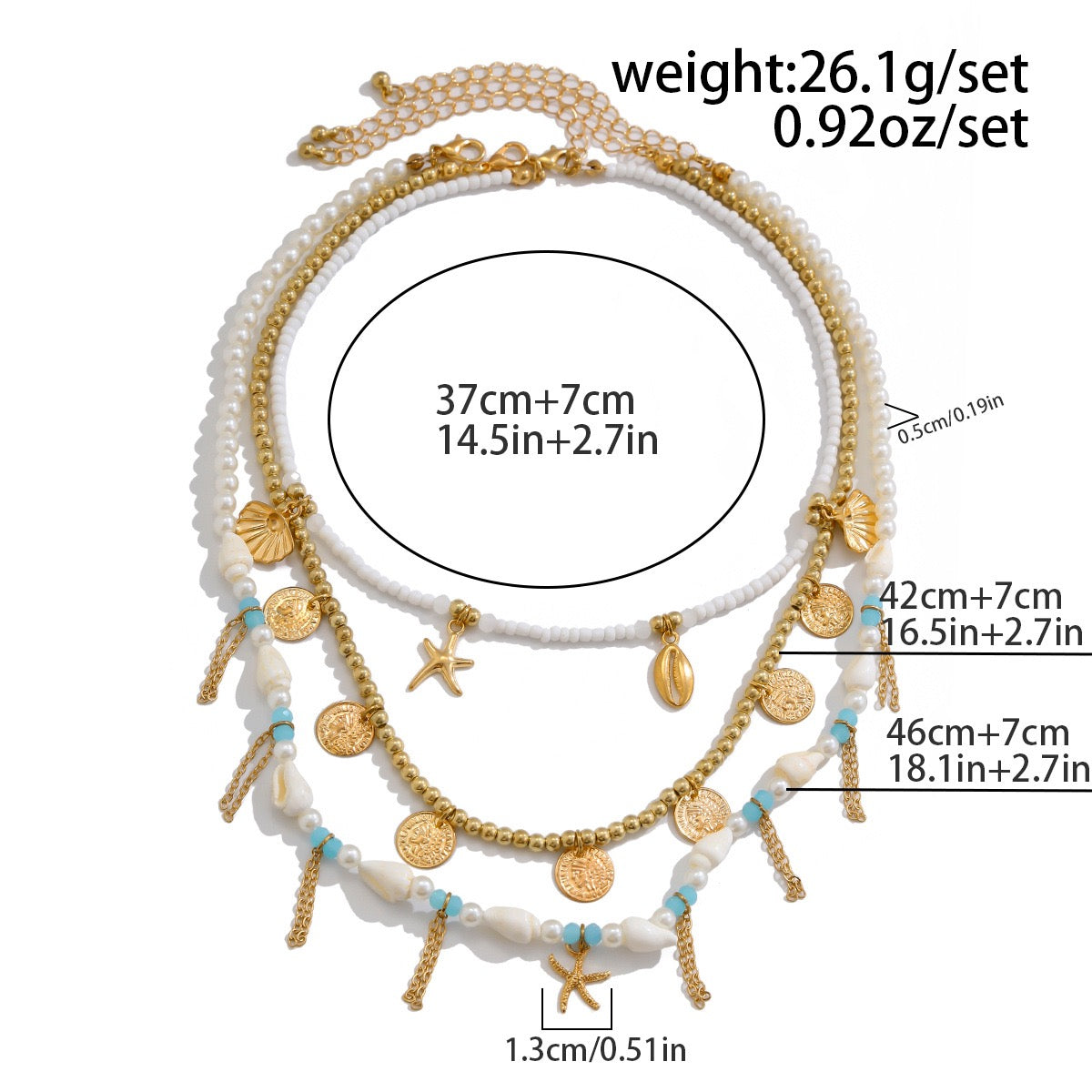 INS | INS Starfish Imitation Pearl  Multi-layered Necklaces