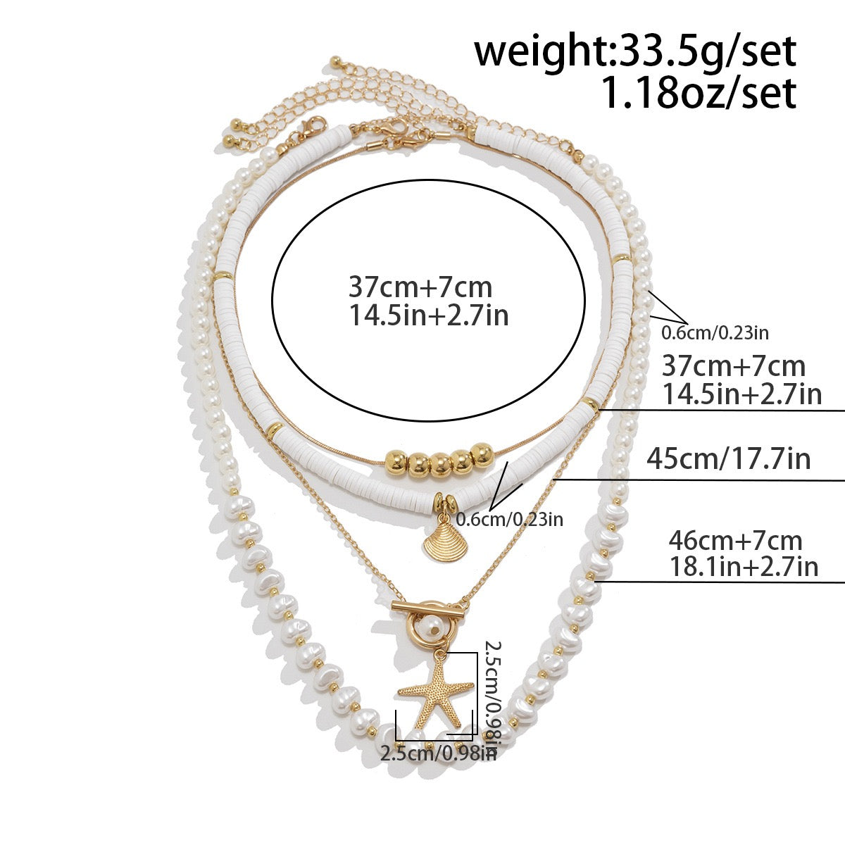 INS | INS Starfish Imitation Pearl  Multi-layered Necklaces