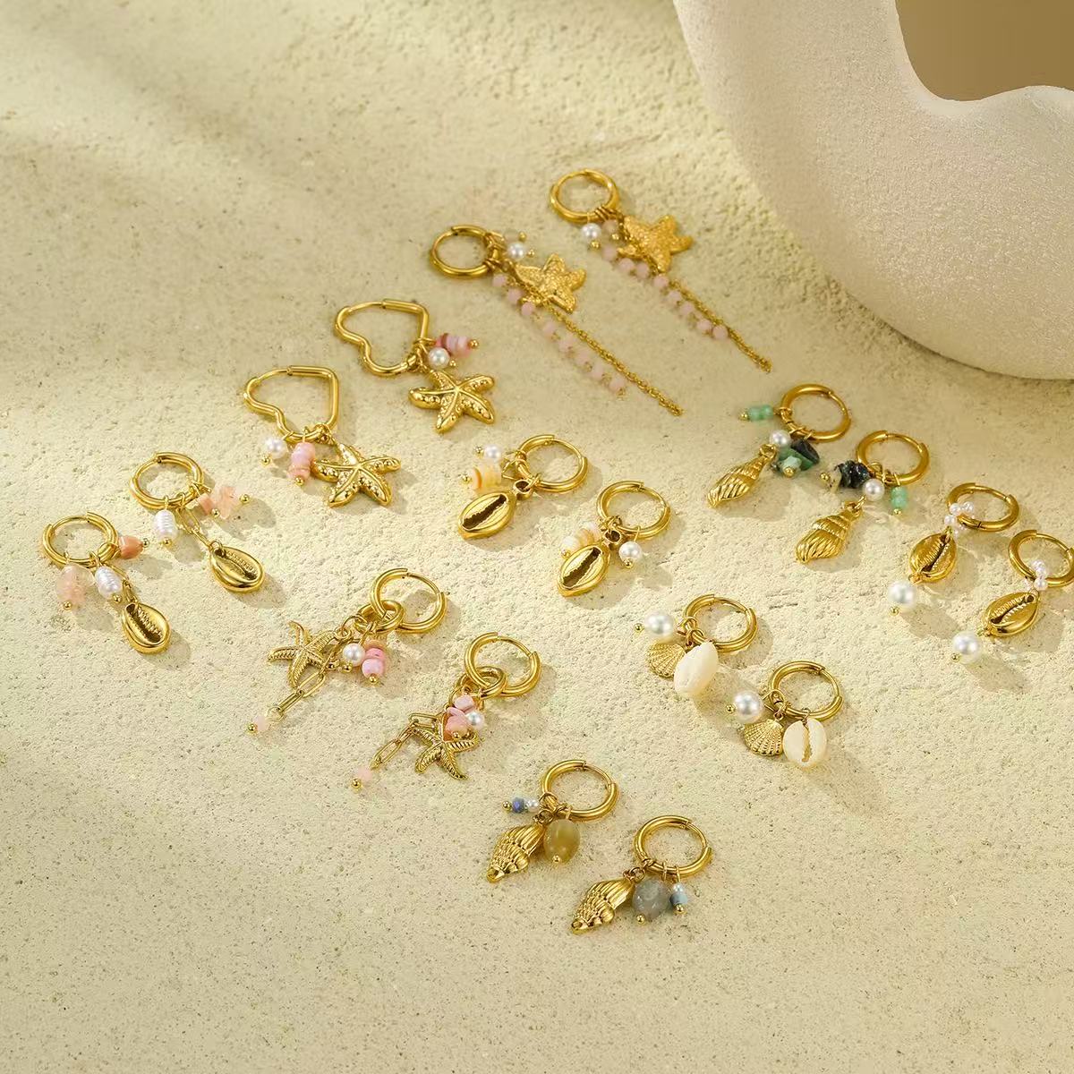 Fashion | Natural  Stone Ocean Wind Earrings