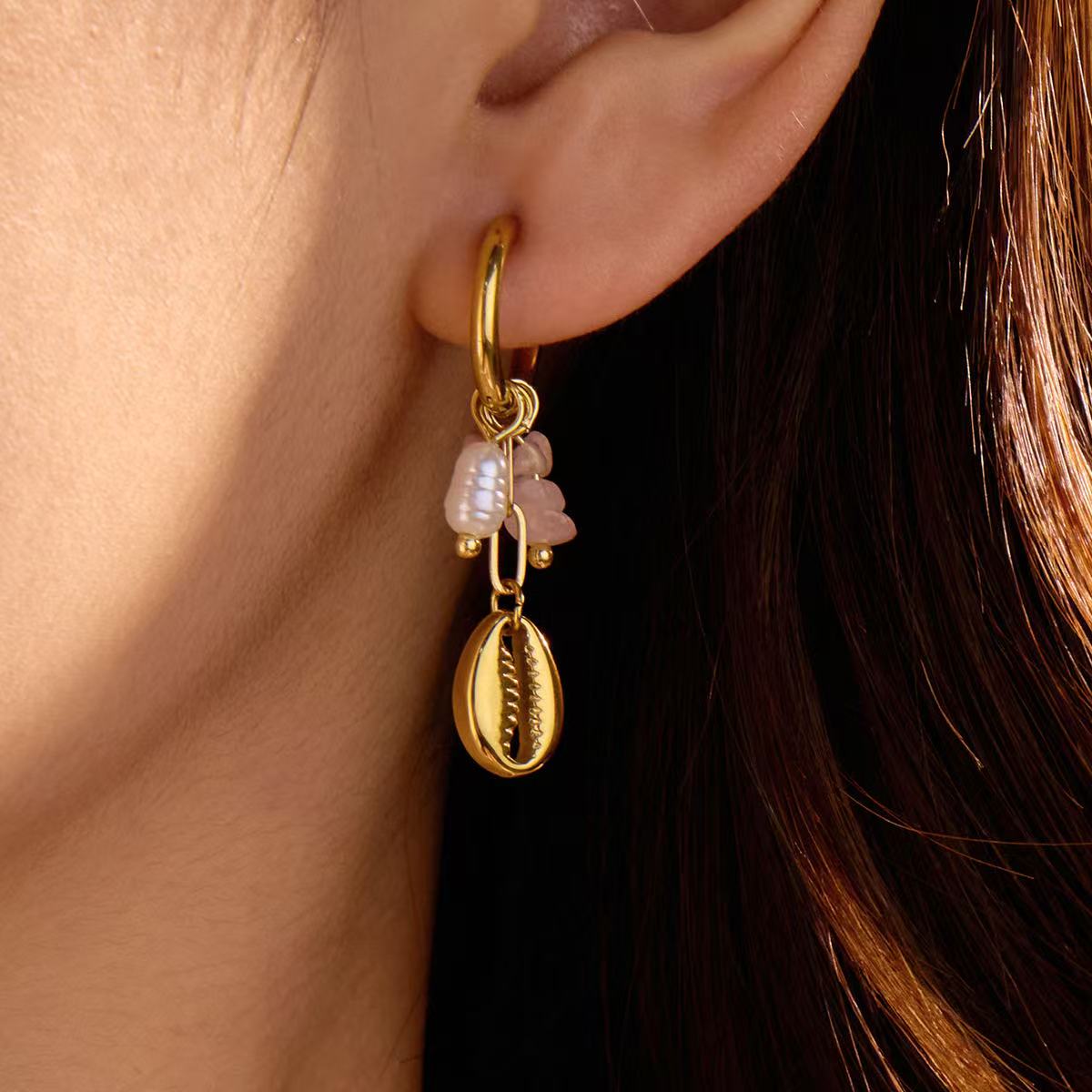 Fashion | Natural  Stone Ocean Wind Earrings