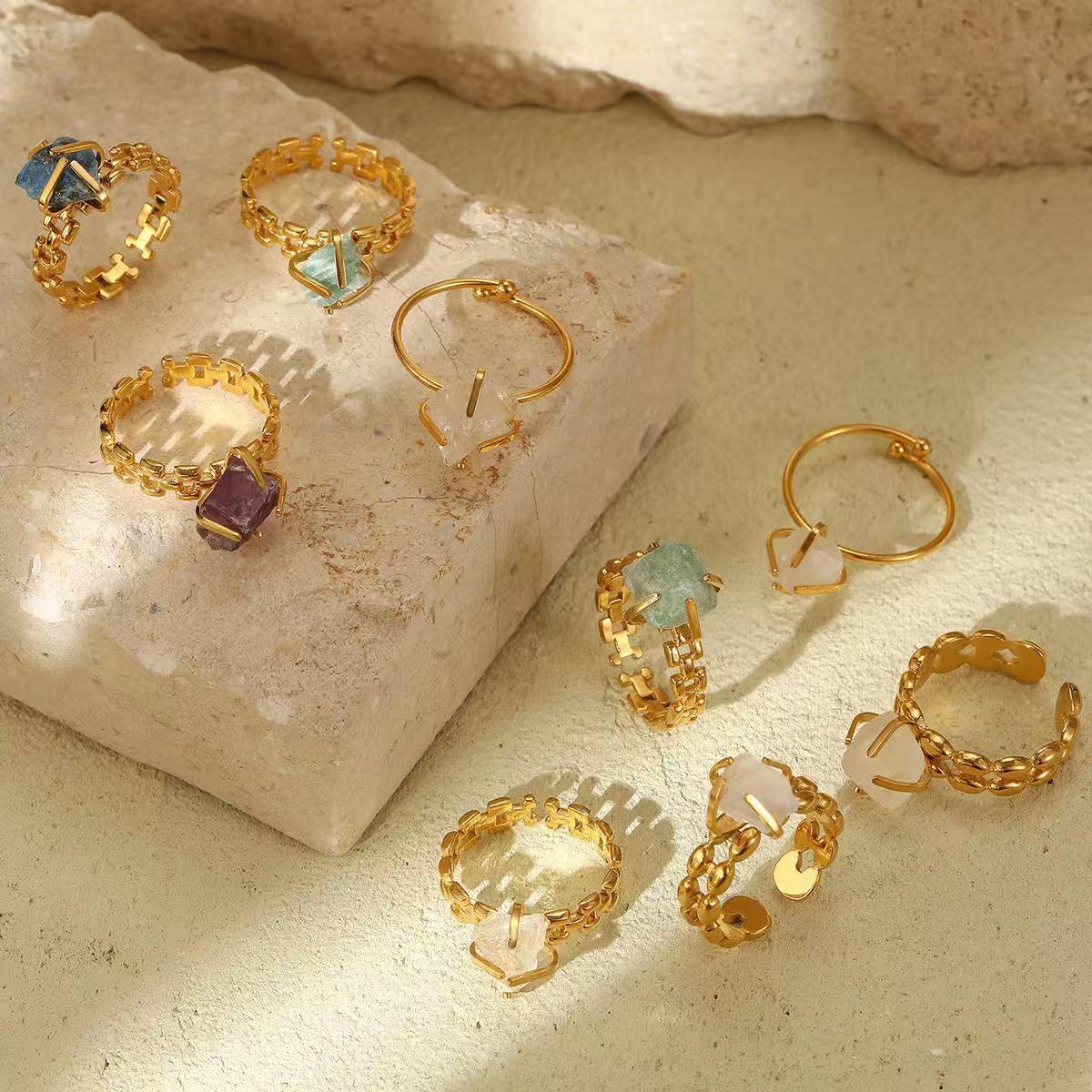 Vintage | Retro Natural Stone Fence Adjustable Ring