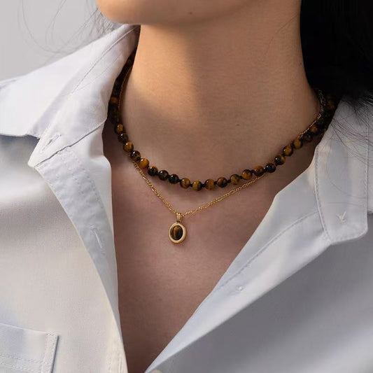 Natural Tiger's Eye | Natural Tiger's Eye Stylish Retro Feel Necklaces
