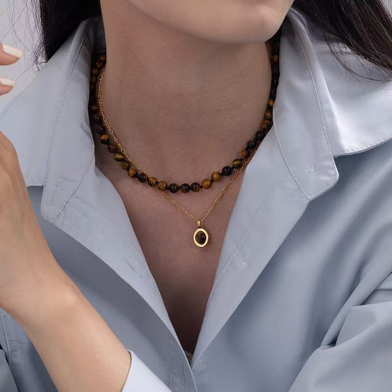 Natural Tiger's Eye | Natural Tiger's Eye Stylish Retro Feel Necklaces