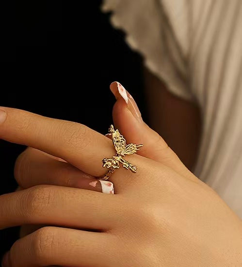 Butterfly | 18K Brass Gold-Plated Elegant Butterfly Zircon Adjustable Ring