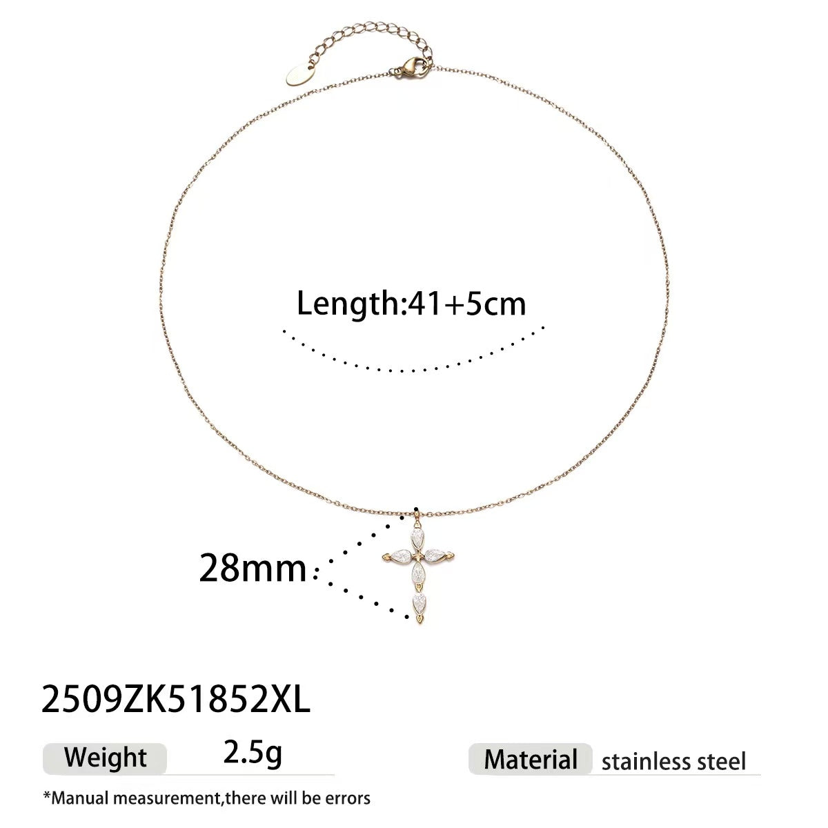 Fashion| 14K Zircon Cross key necklace Necklaces