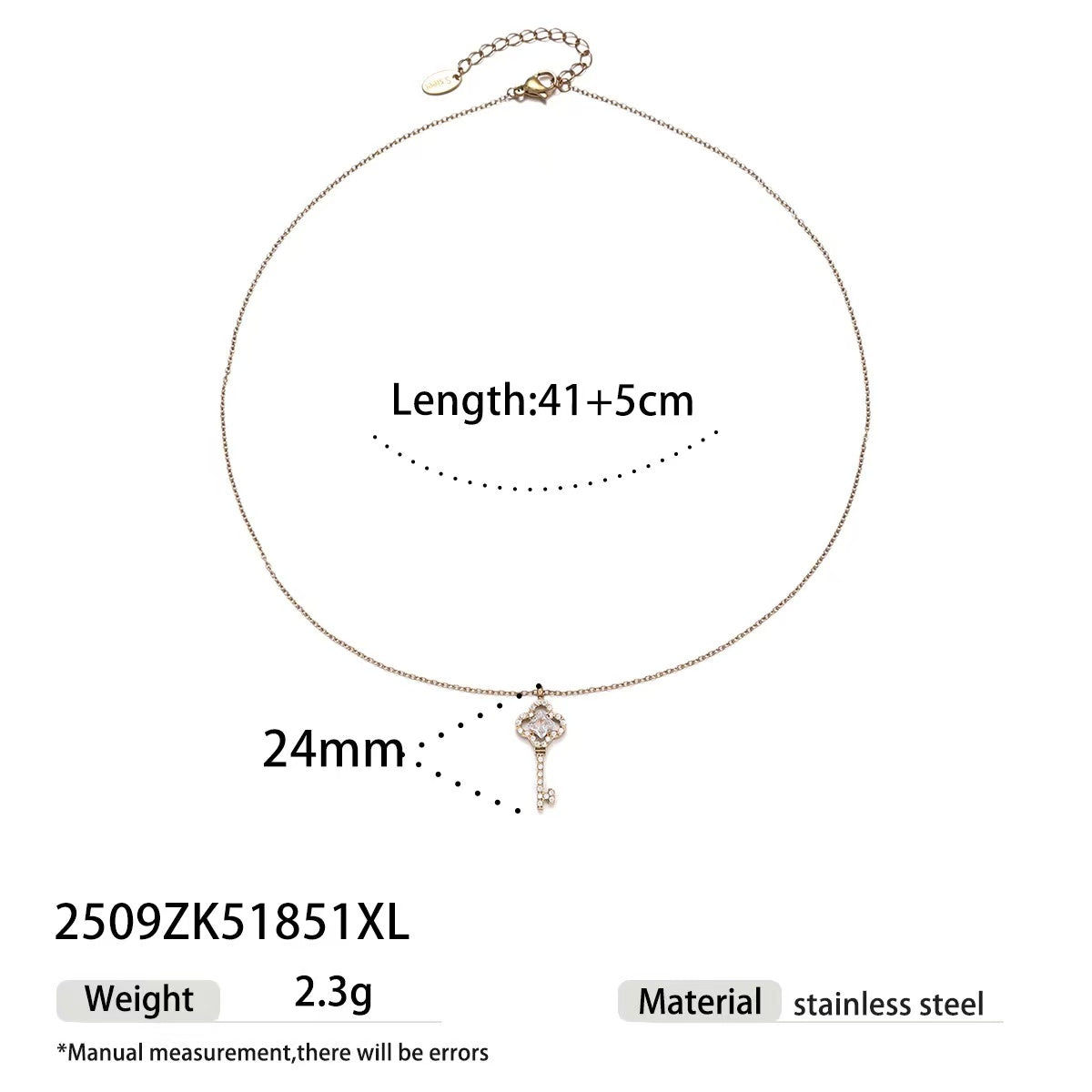 Fashion| 14K Zircon Cross key necklace Necklaces