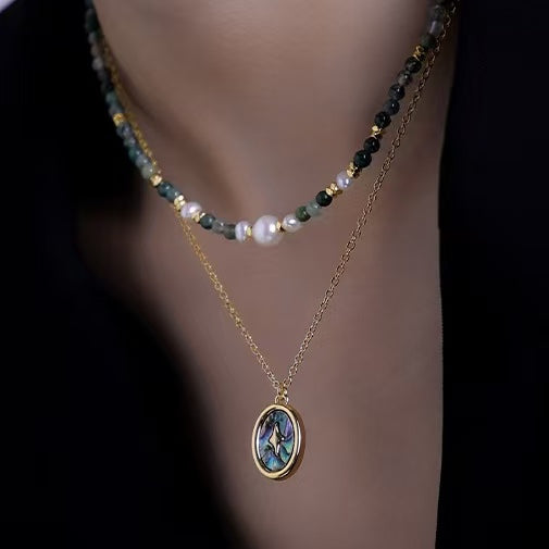 Vintage | Retro Natural Stone Pearl Abalone Shell Necklaces