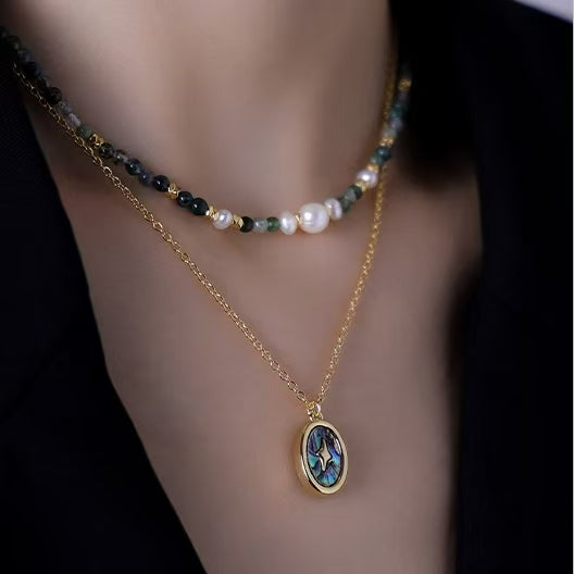 Vintage | Retro Natural Stone Pearl Abalone Shell Necklaces