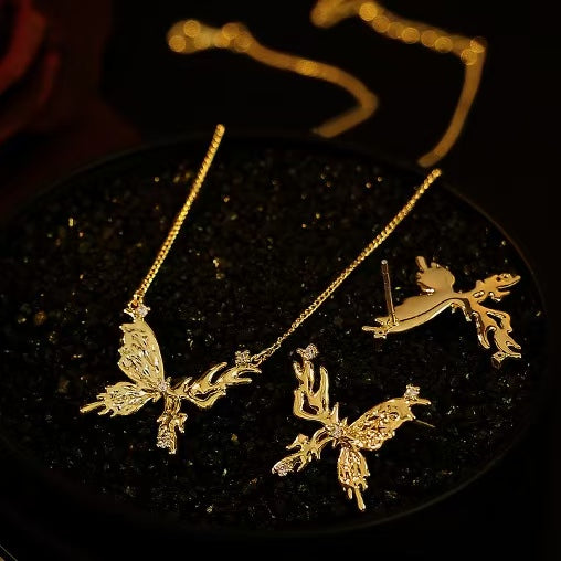 Butterflies | Gentle Zircon Micro-inlaid With Butterflies Necklaces and Earrings