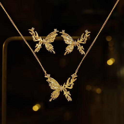 Butterflies | Gentle Zircon Micro-inlaid With Butterflies Necklaces and Earrings