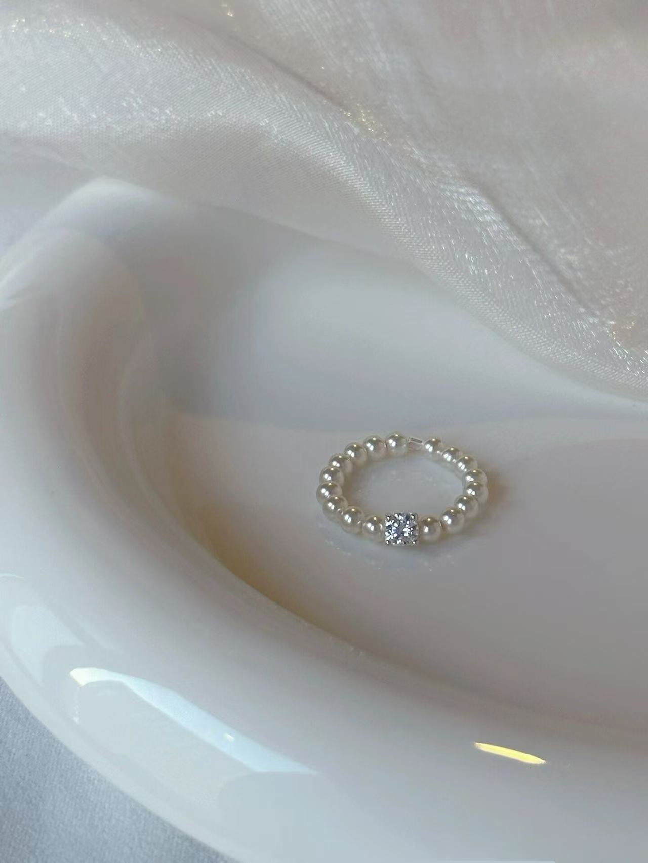 Sugar Cube | 925 Silver Artificial Pearl Sugar Cube Ring