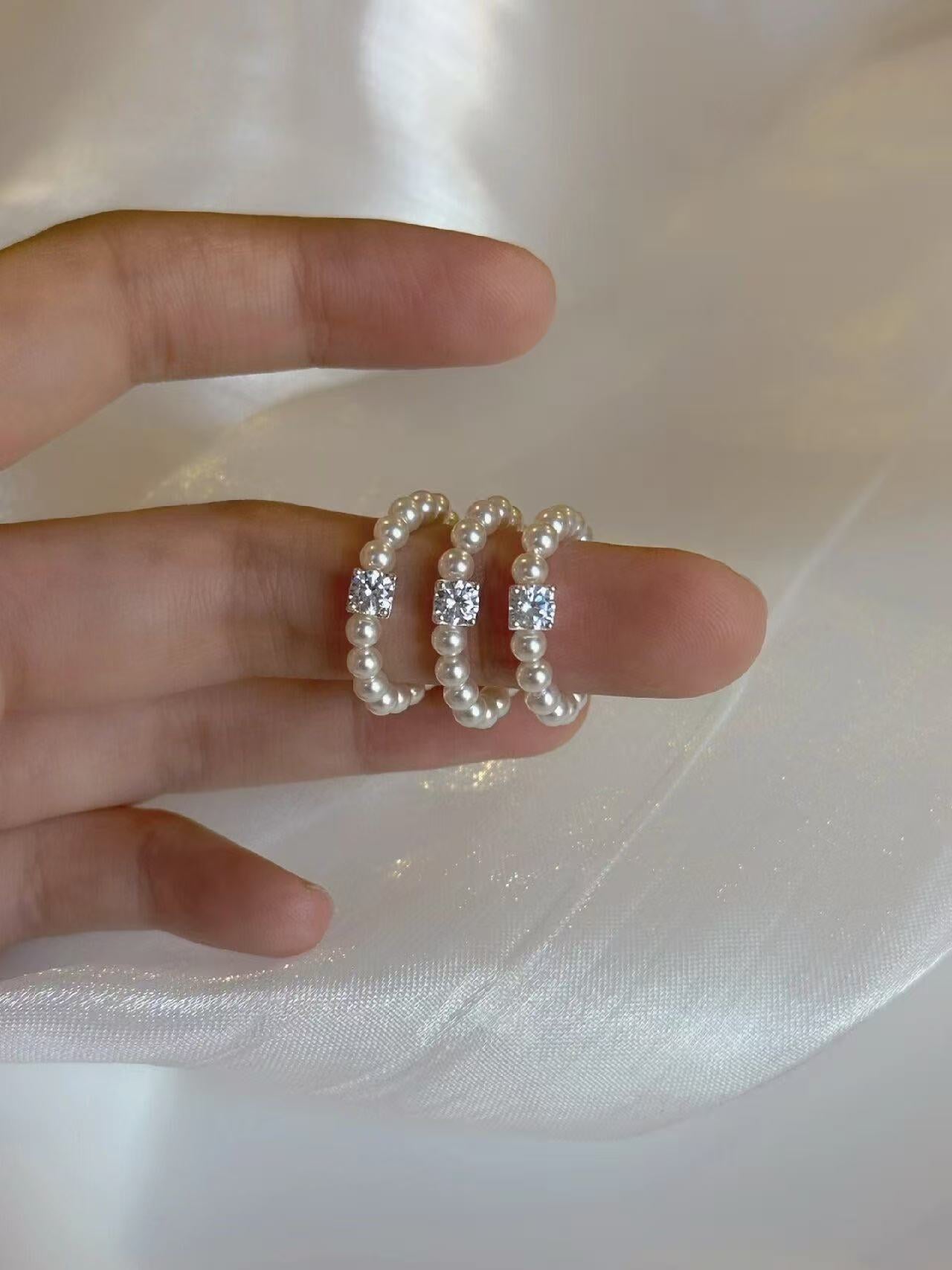 Sugar Cube | 925 Silver Artificial Pearl Sugar Cube Ring