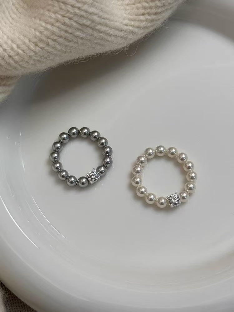 Sugar Cube | 925 Silver Artificial Pearl Sugar Cube Ring