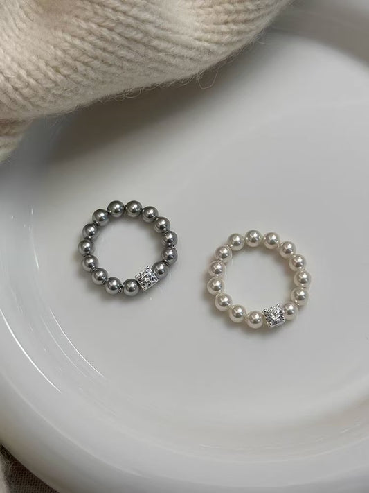 Sugar Cube | 925 Silver Artificial Pearl Sugar Cube Ring