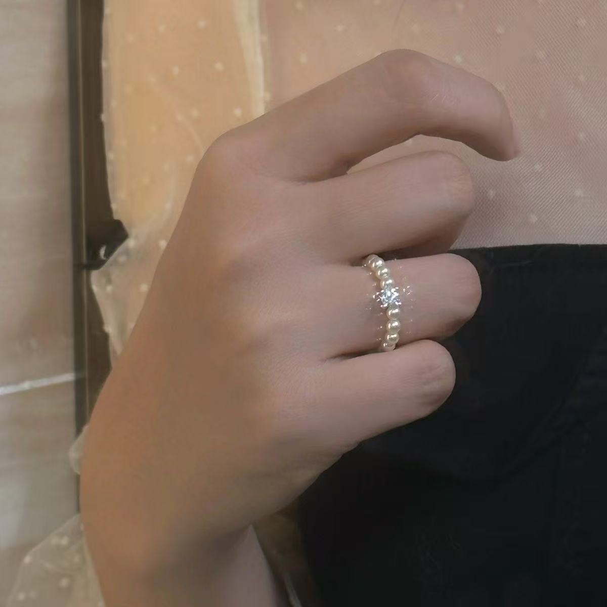 Sugar Cube | 925 Silver Artificial Pearl Sugar Cube Ring